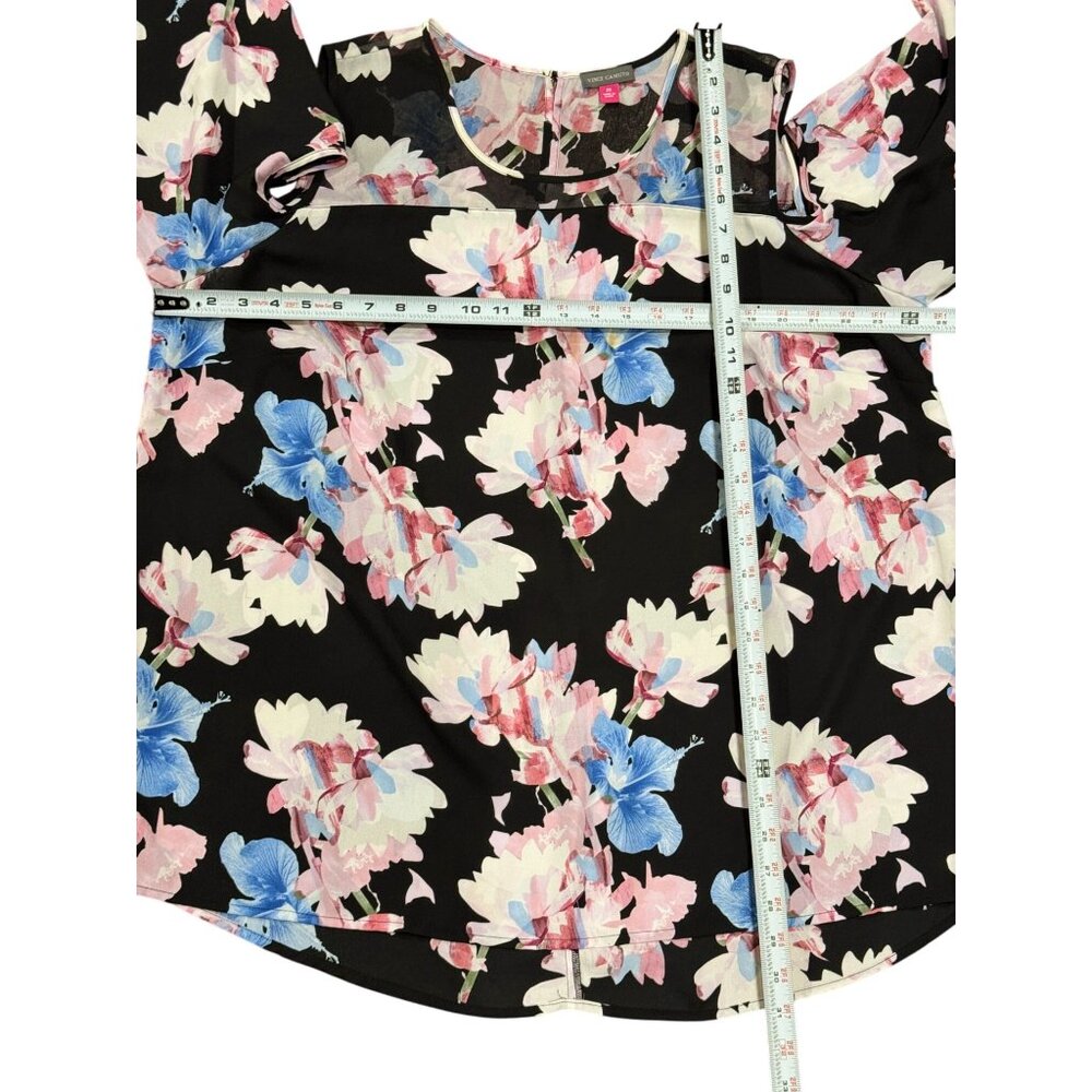 NEW Vince Camuto Shirt Sz Plus 2X Women Black Floral Cold Shoulder Blouse Top - Picture 6 of 8
